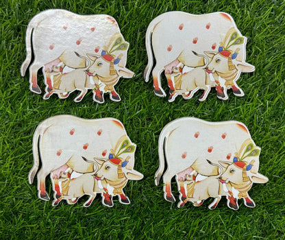 Pichwai Cow Cutout - 2 pieces- 4 inch , Design -2