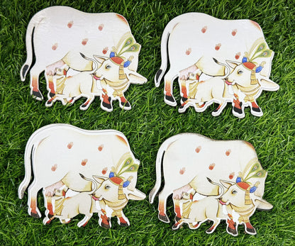 Pichwai Cow Cutout - 2 pieces- 4.5 inch, Design - 3