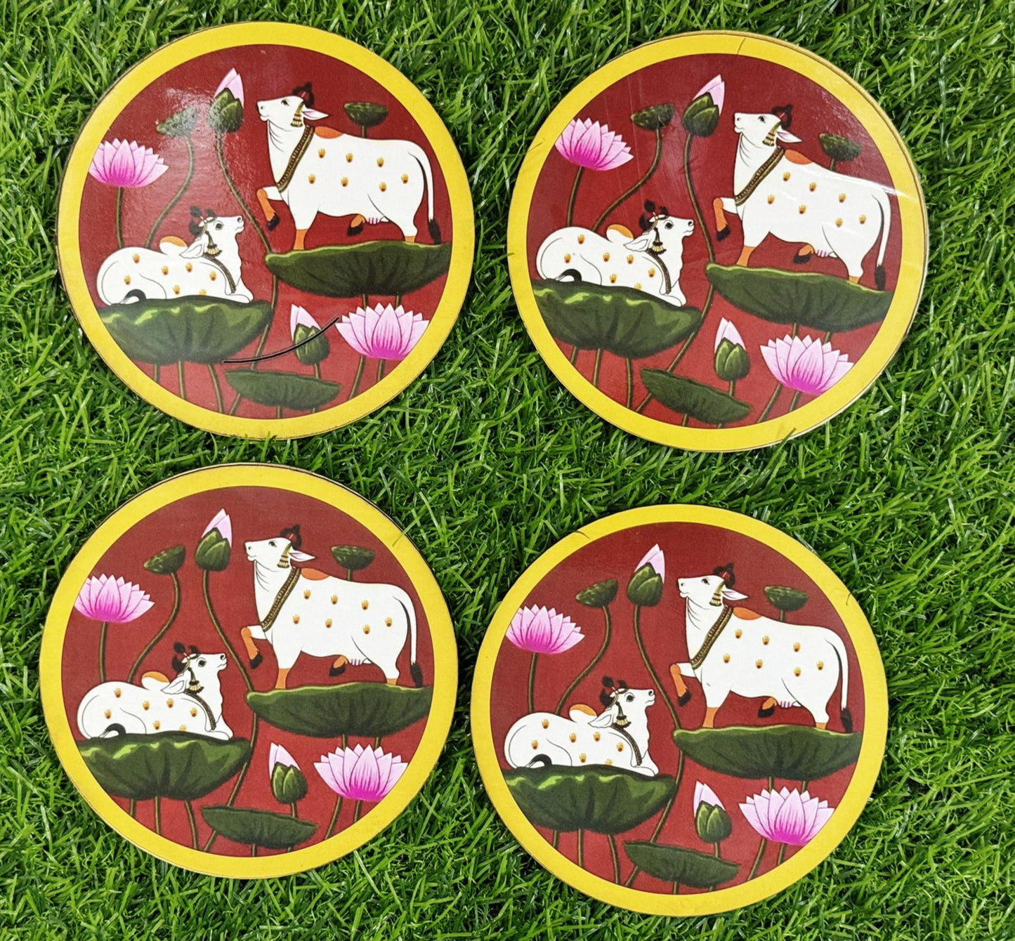 Pichwai Cow Cutout - 2 pieces- 5 inch, Design - 4