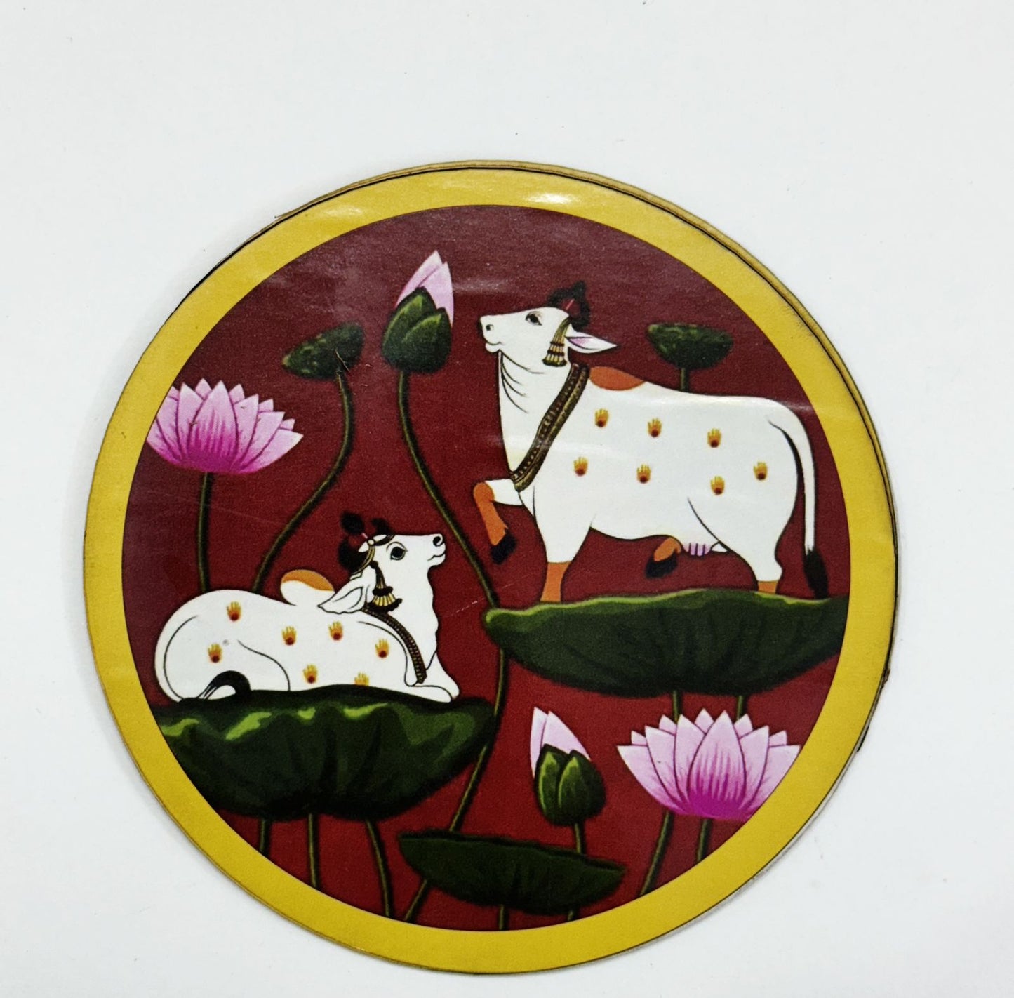 Pichwai Cow Cutout - 2 pieces- 5 inch, Design - 4