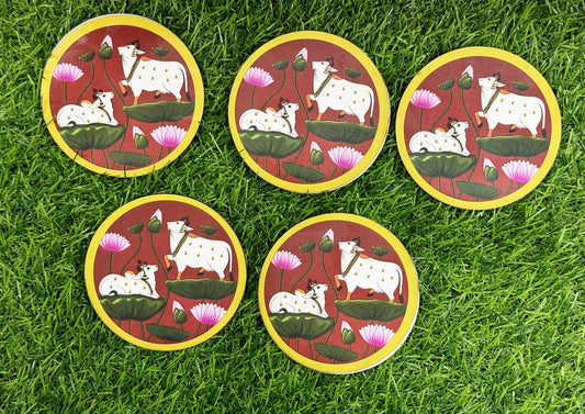 Pichwai Cow Cutout - 5 pieces- 4 inch, Design - 5