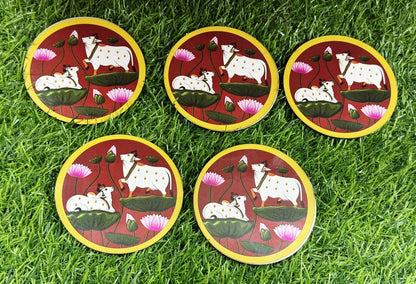 Pichwai Cow Cutout - 5 pieces- 4 inch, Design - 5