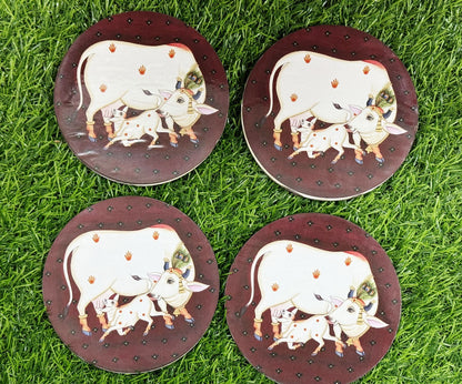 Pichwai Cow Cutout - 2 pieces- 5 inch, Design - 6