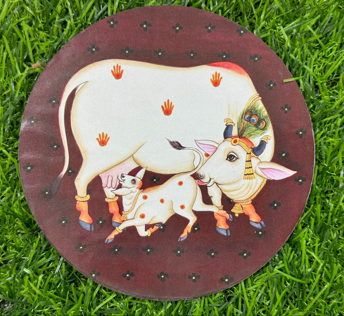 Pichwai Cow Cutout - 2 pieces- 5 inch, Design - 6