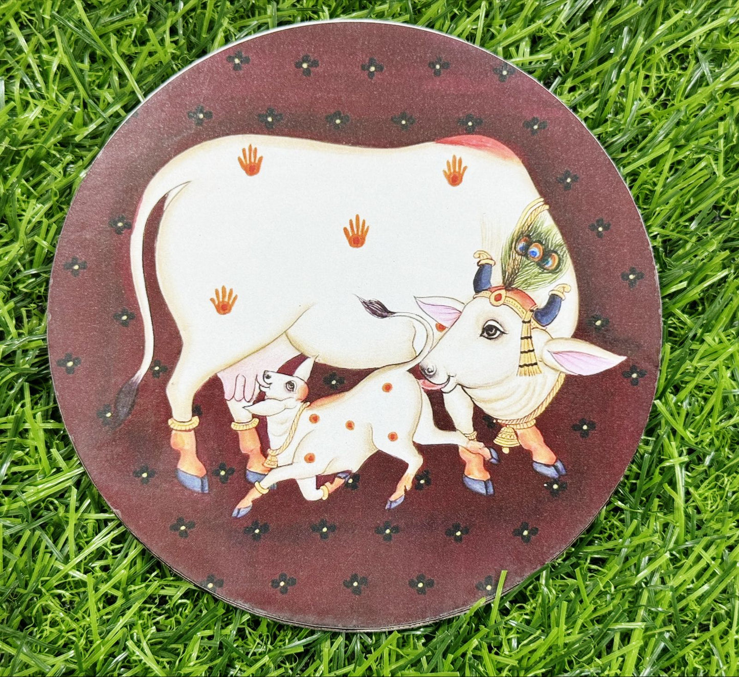 Pichwai Cow Cutout - 2 pieces- 5 inch, Design - 6