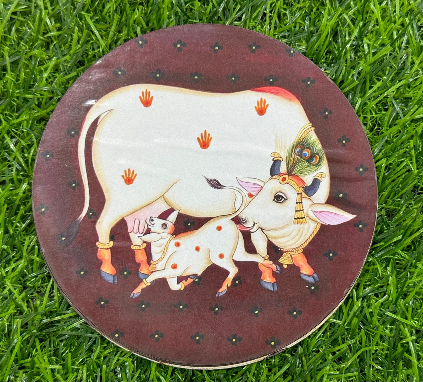 Pichwai Cow Cutout - 2 pieces- 5 inch, Design - 6