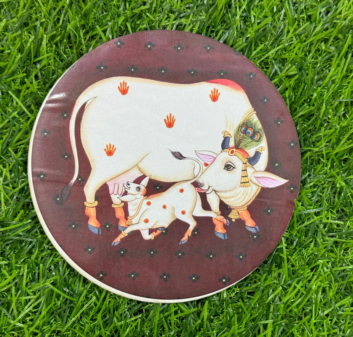 Pichwai Cow Cutout - 2 pieces- 5 inch, Design - 6