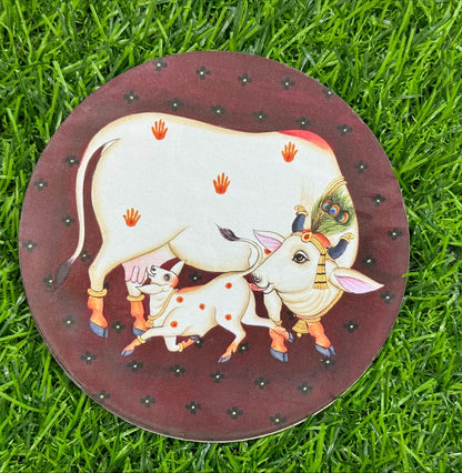 Pichwai Cow Cutout - 2 pieces- 5 inch, Design - 6