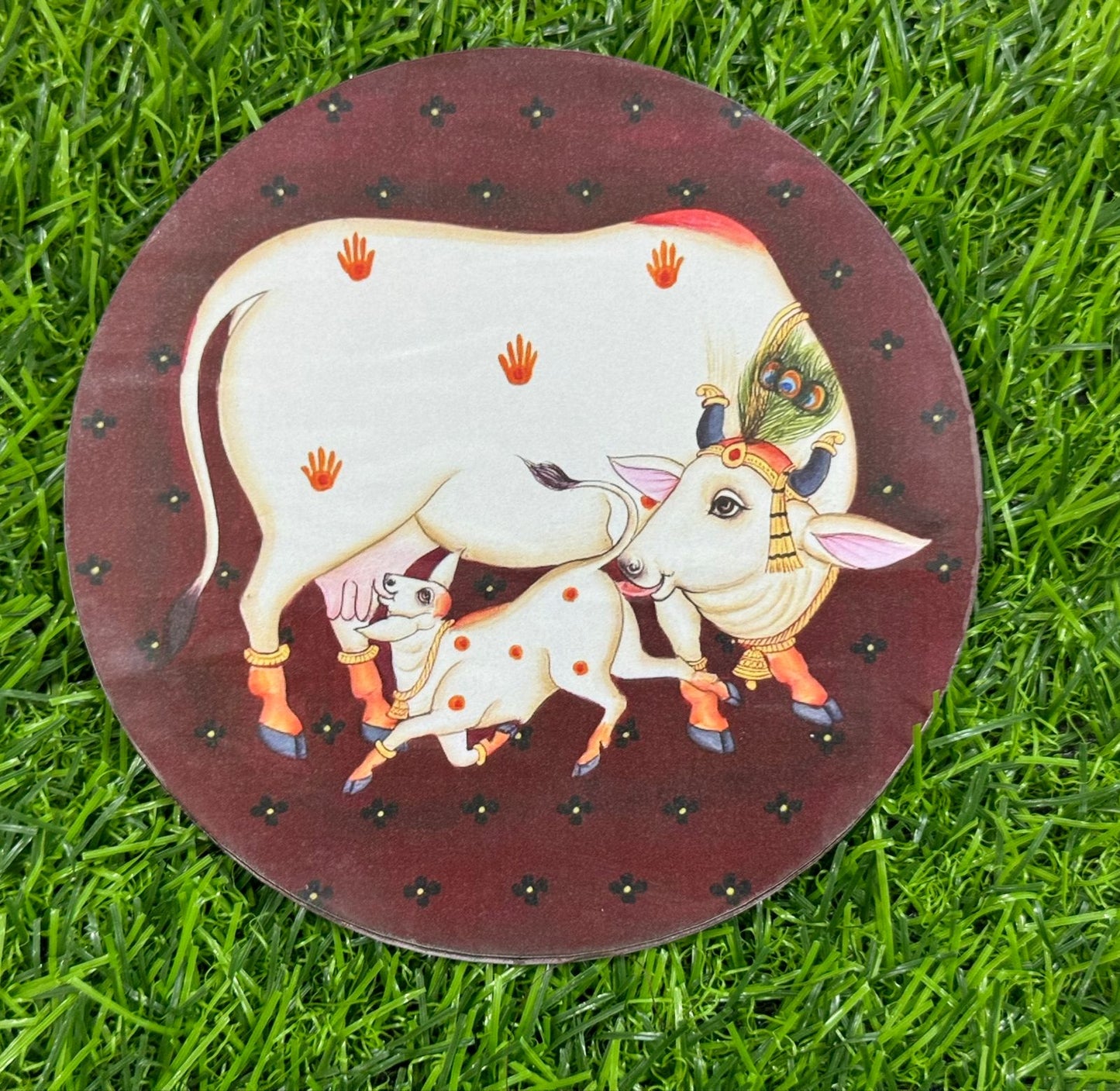 Pichwai Cow Cutout - 2 pieces- 5 inch, Design - 6