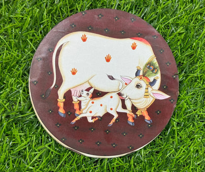 Pichwai Cow Cutout - 2 pieces- 5 inch, Design - 6