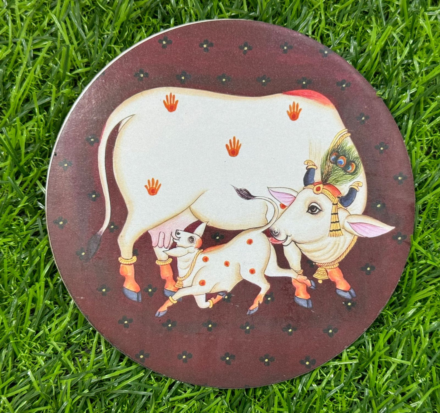 Pichwai Cow Cutout - 2 pieces- 5 inch, Design - 6