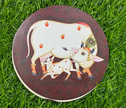 Pichwai Cow Cutout - 2 pieces- 5 inch, Design - 6