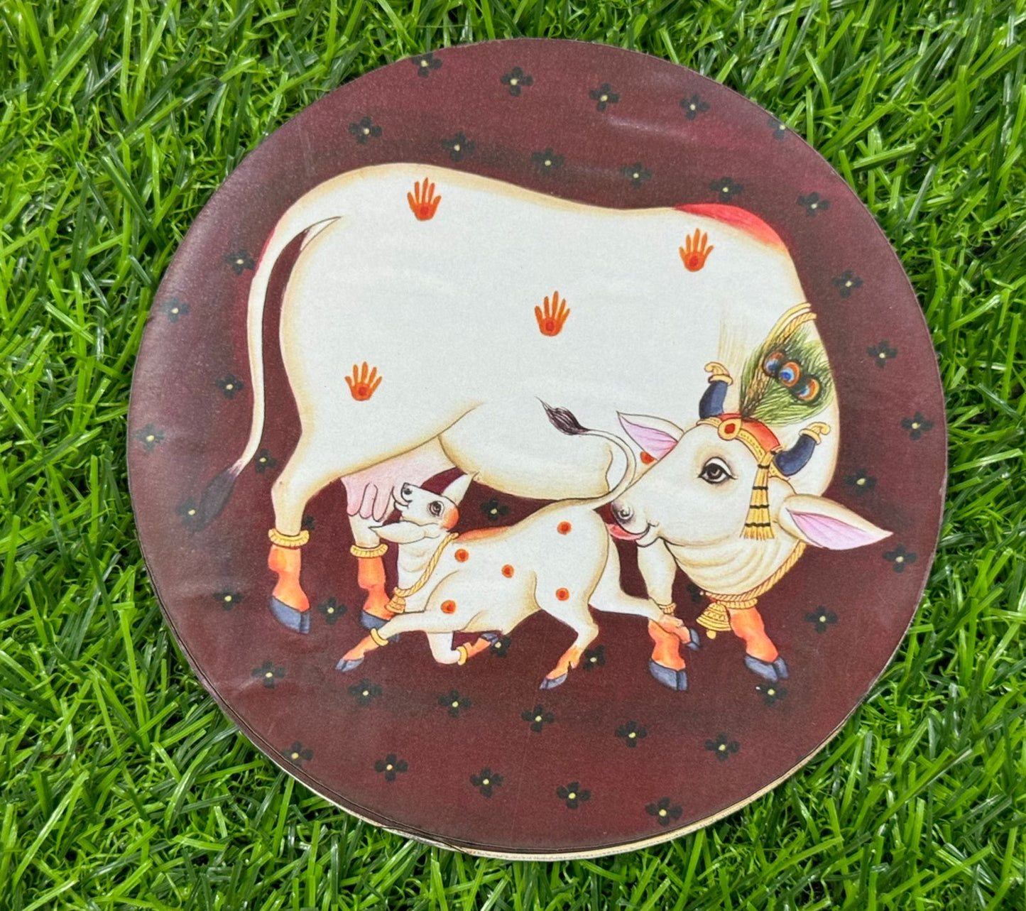 Pichwai Cow Cutout - 2 pieces- 5 inch, Design - 6