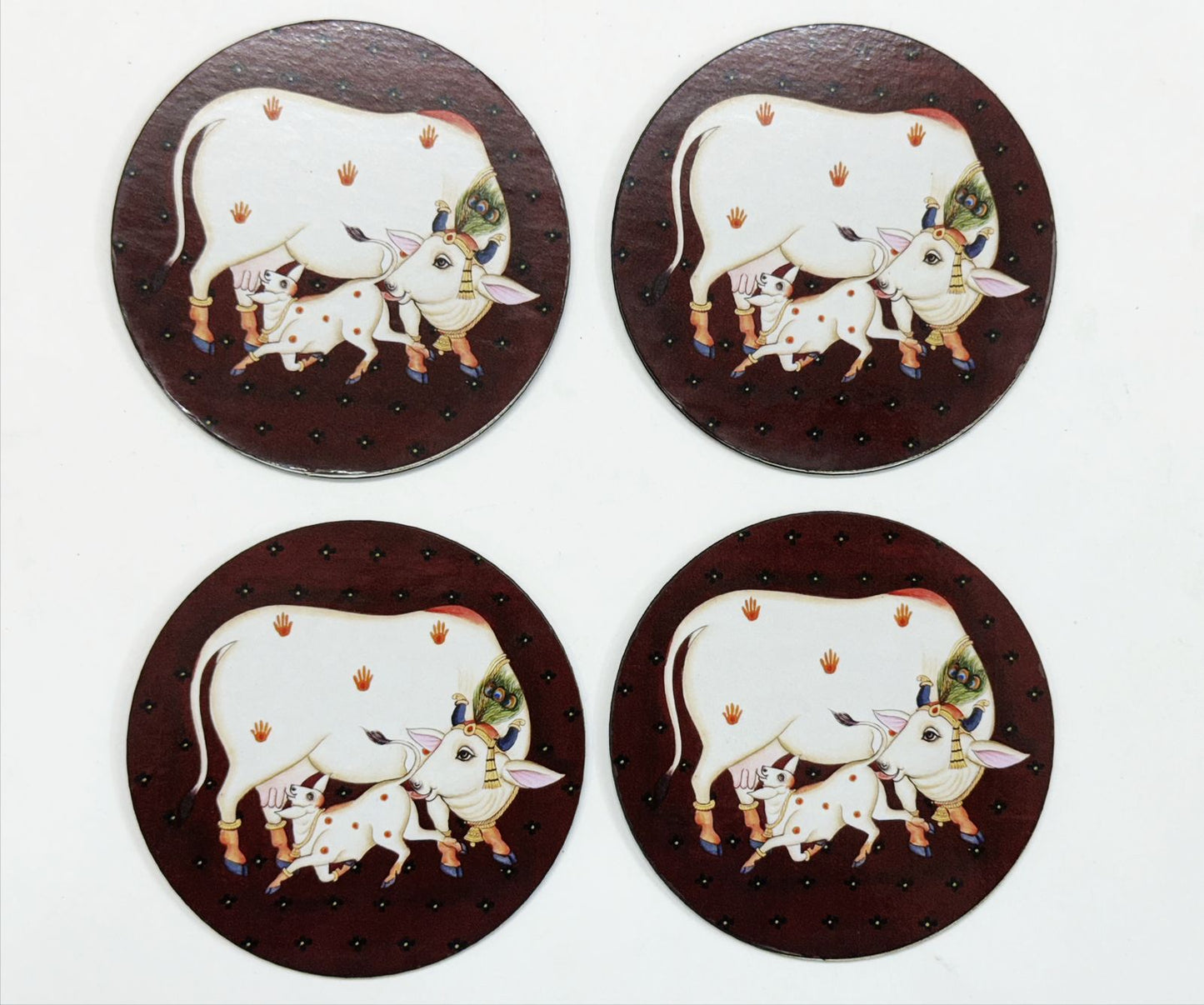 Pichwai Cow Cutout - 2 pieces- 3.5 inch, Design - 8