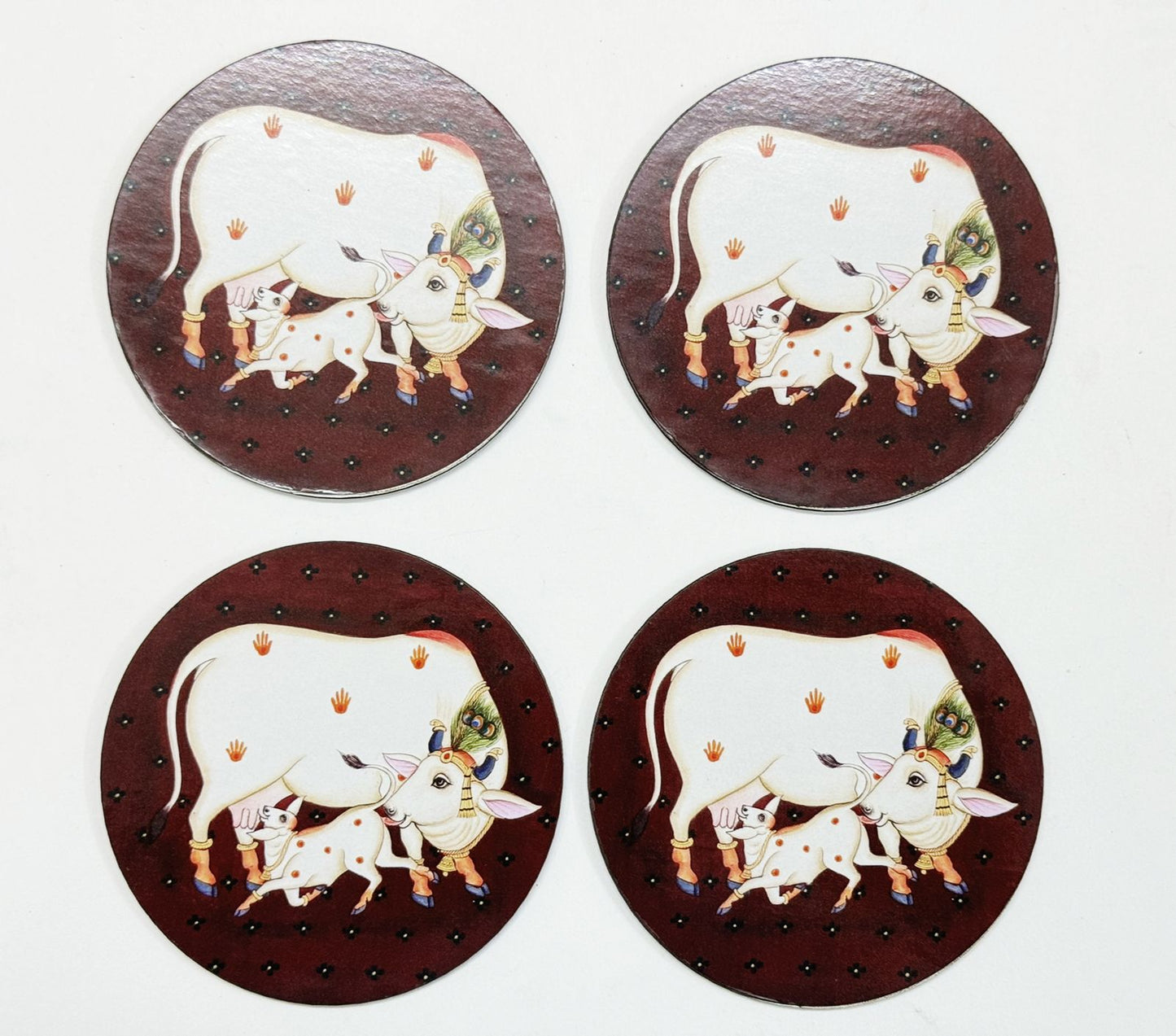 Pichwai Cow Cutout - 2 pieces- 3.5 inch, Design - 8