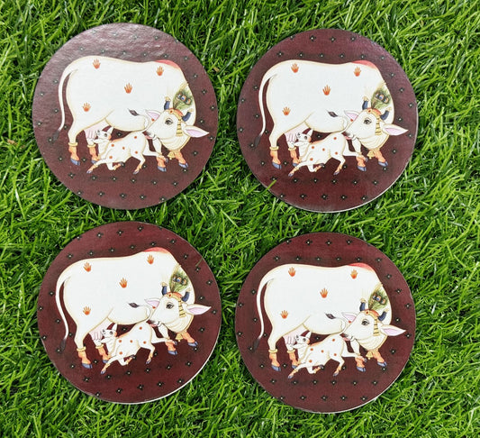 Pichwai Cow Cutout - 2 pieces- 3.5 inch, Design - 8