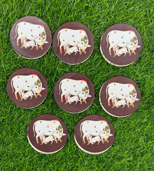 Pichwai Cow Cutout - 8 pieces- 3 inch, Design - 9