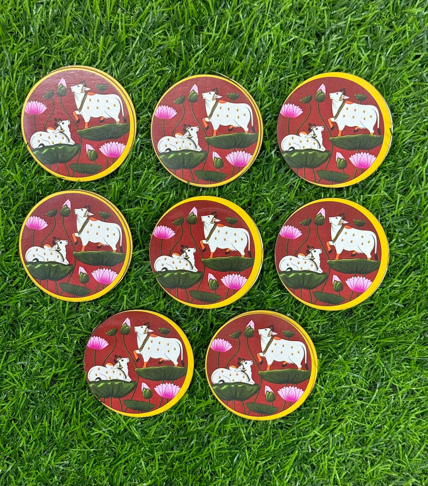 Pichwai Cow Cutout - 8 pieces- 3 inch, Design - 10