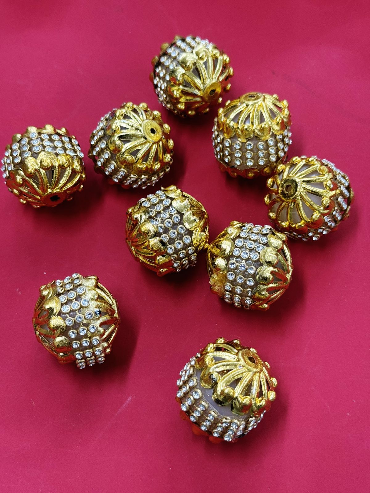 Glitter Balls - 10 pieces,  Color- Gold