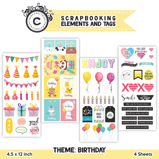 Scrapbooking Elements and Tag – BIRTHDAY