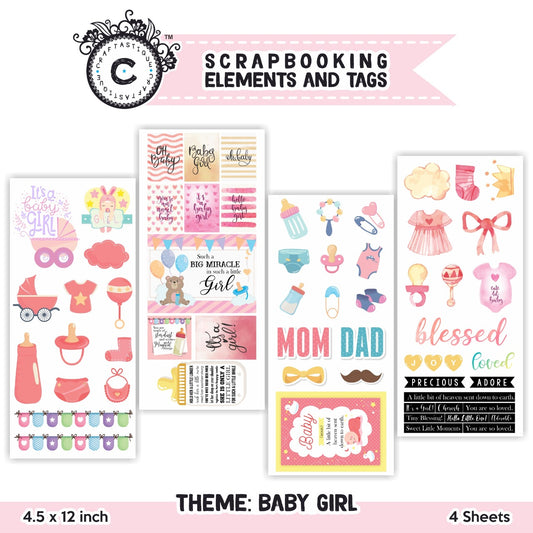 Scrapbooking Elements and Tag -Baby Girl