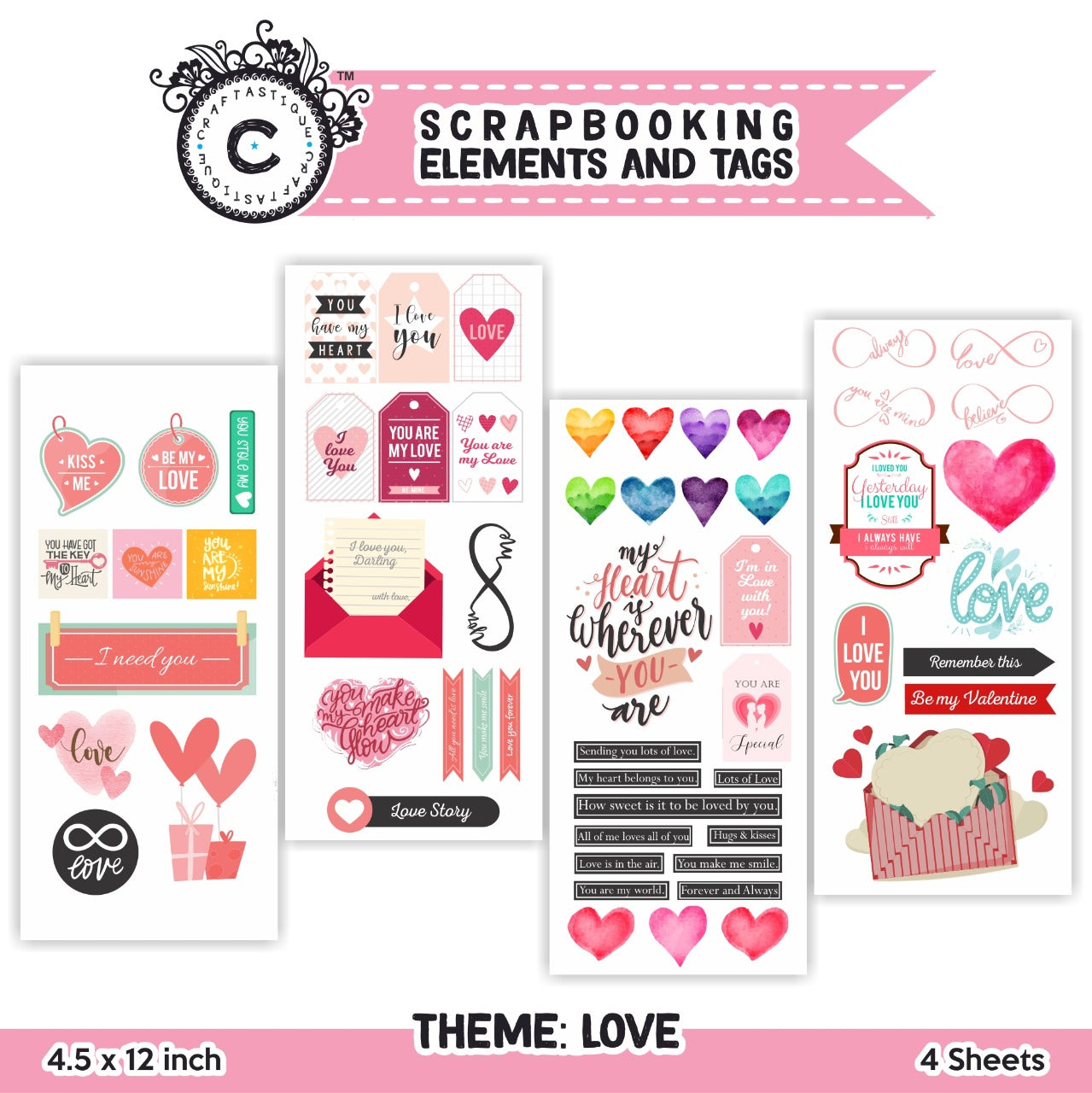 Scrapbooking Elements and Tag -LOVE