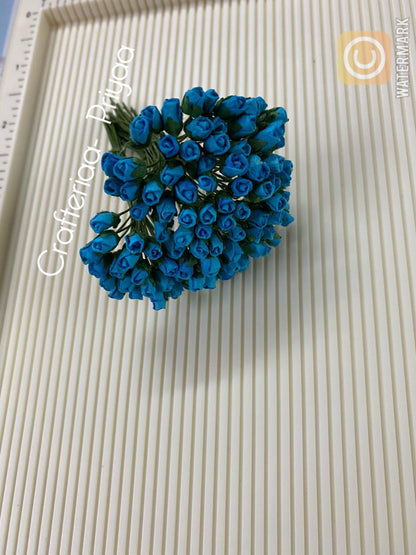 Mulberry Mini Rose Buds- 100 pieces- Blue