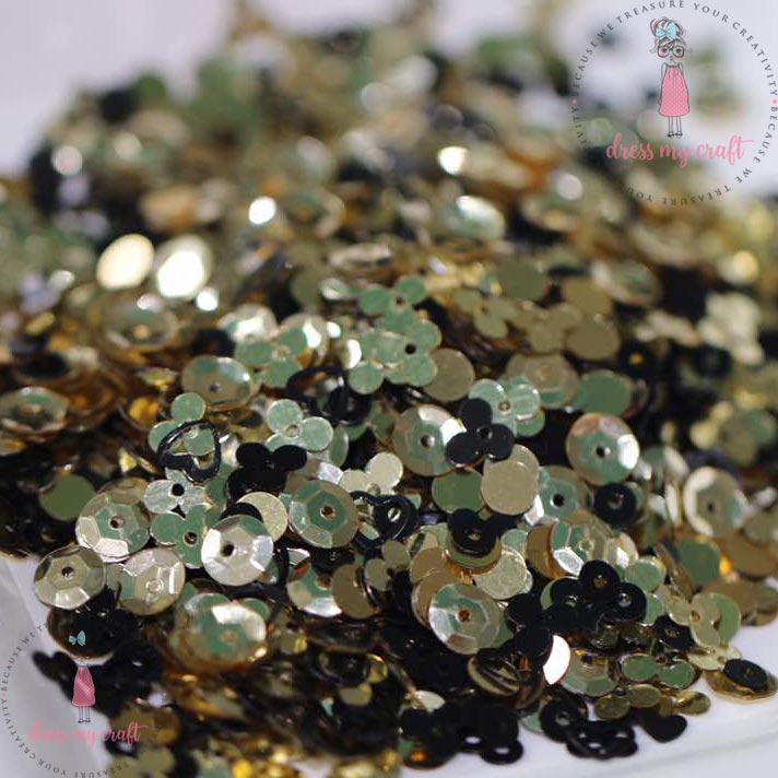 Golden Black Sequins – 25 gm