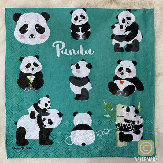 Decoupage Tissue- 5 Sheets – D37 – Panda Theme