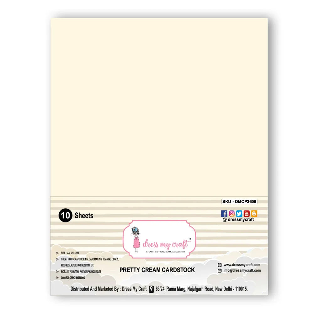 Pretty Cream Cardstock - A4 - 250 gsm