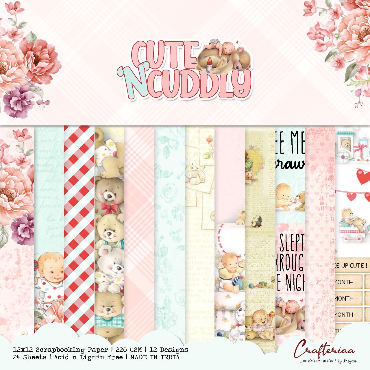 Cute n Cuddly- 6x6 inches- 24 Sheets