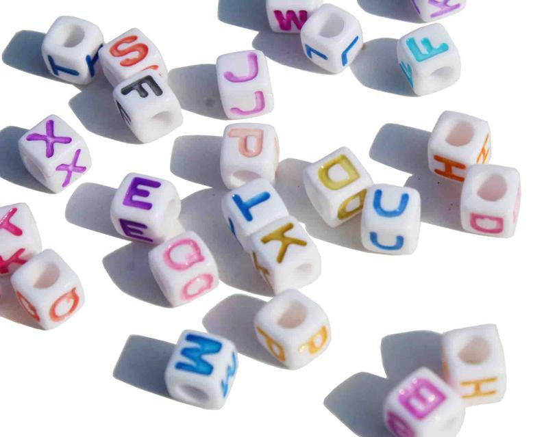 Alphabet Beads- 50 pieces- Colored