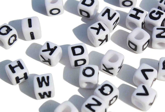 Alphabet Beads- 50 pieces- White and Black