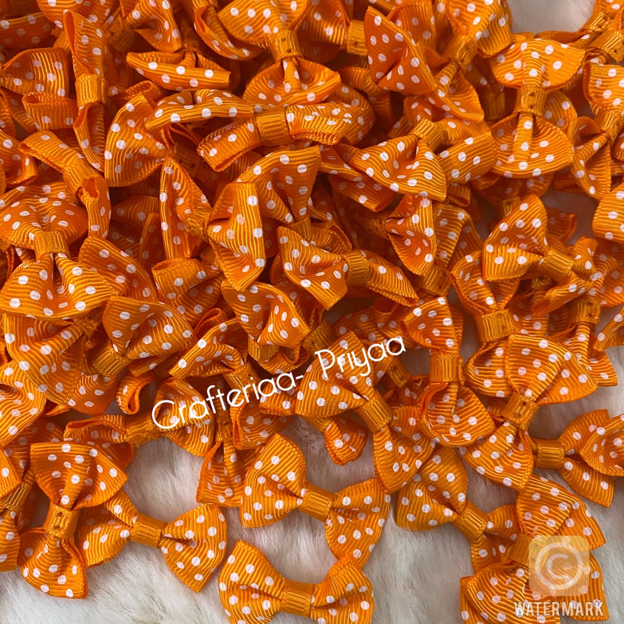 Bows Set- 20 pieces- Polka- Orange